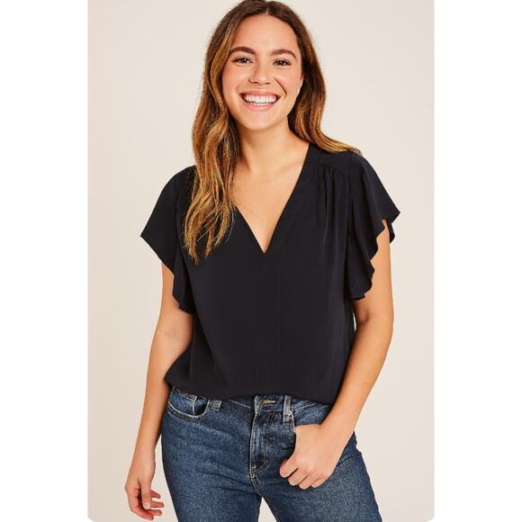 Rebecca Taylor Navy Sleeveless Classic Silk Blouse Career Office Work Classy 8 - Picture 1 of 8